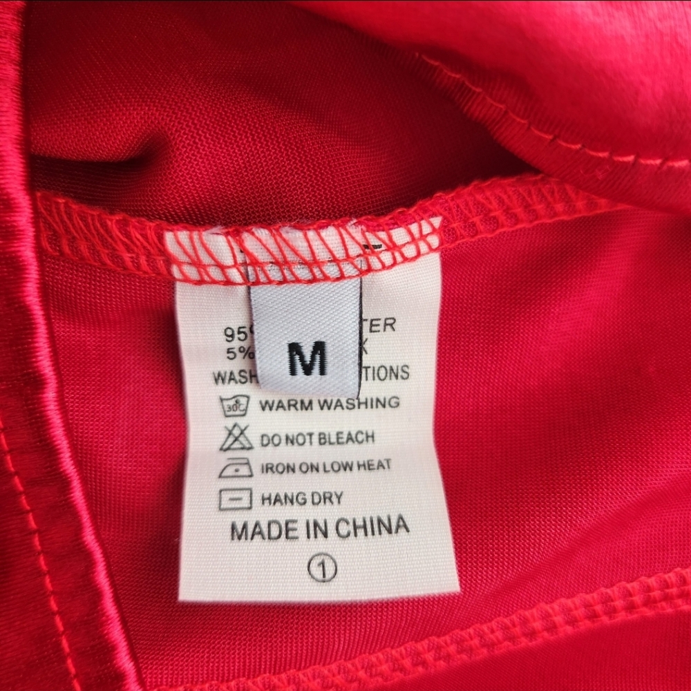Red Satin Strapless Crop Top Bold & Chic Size Medium - Picture 14 of 16